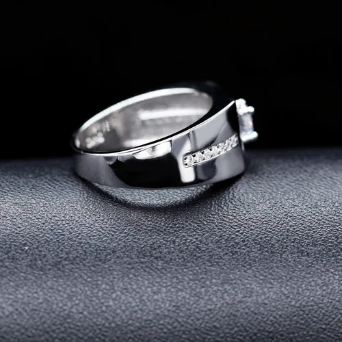 Vista 4 de Uloveido Anillo de boda cuadrado para hombre, con circonita cúbica, ajuste cómodo, chapado en oroplatinooro rosa, tamaño 6, 7, 8, 9 KR201, Metal