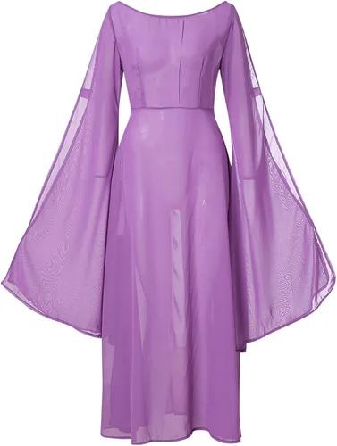 Vista 4 de Vestido renacentista para mujer, sexy, con hombros descubiertos, vestido medieval, vestido largo irlandés, vestido de hada