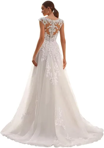 Vista 23 de Vestido de novia formal sin tirantes con encaje, largo de sirena para mujer 2019 WD162