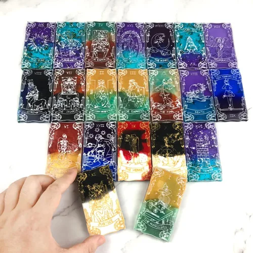 Vista 4 de Moldes de resina para cartas de tarot, 22 moldes de arcanos principales para tarjetas de bricolaje, llaveros, joyas