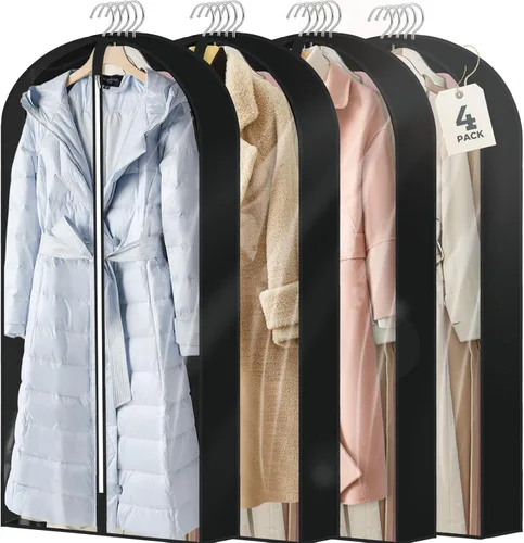 Vista 28 de 10 bolsas de ropa de 40 pulgadas para colgar ropa, bolsas transparentes para almacenamiento de ropa, bolsas de ropa para guardar ropa, bolsas