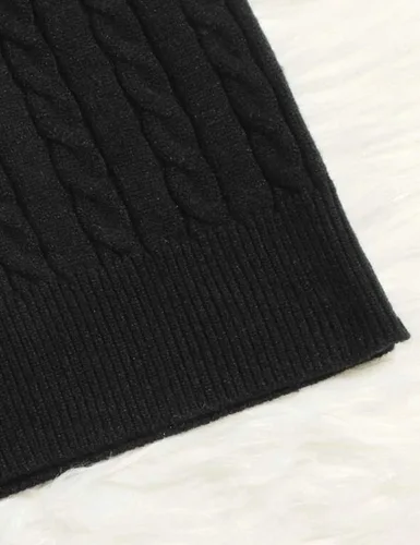 Vista 4 de Locachy Chaleco de punto trenzado sin mangas con cuello en V para mujer