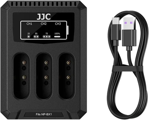 Vista 19 de JJC BLX-1 Cargador de batería USB de doble ranura para cámaras Olympus OM-1 Mark II OM1 OM-3 OM3, cable de carga USB a USBC, con protección contra