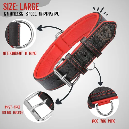 Vista 9 de Riparo - Juego de collar y correa de cuero para perro, correa de perro de doble asa de 6 pies x 3/4 pulgadas y collar ancho resistente para perros