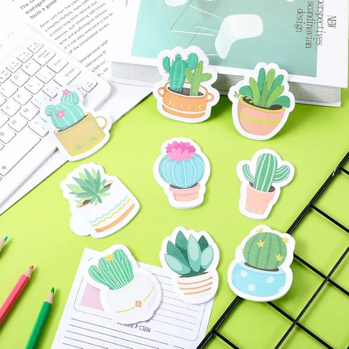 Vista 3 de 27 piezas de notas adhesivas de cactus, notas autoadhesivas de cactus, notas adhesivas para suculentas, juego de blocs de notas autoadhesivas
