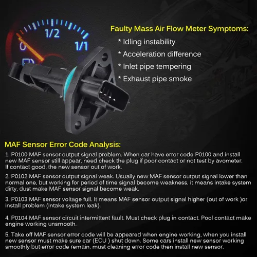 Vista 177 de Medidor de sensor de flujo de aire masivo MAF compatible con Ford con E-150 4.6L, 5.4L 2004-2014, para Ford E-150 Club Wagon 5.4L Reemplazo