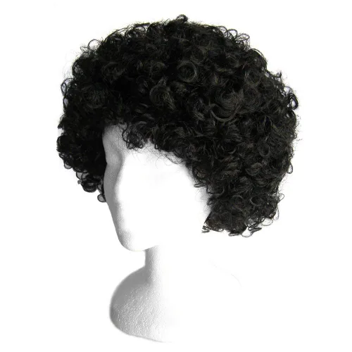 Vista 2 de Economy - Peluca negra afro para fiesta de disfraces de Negro