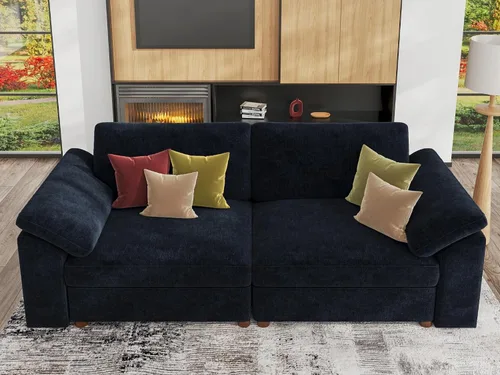 Vista 68 de EASE MOOSE Sofá modular verde seccional de gran tamaño en forma de L Pana verde