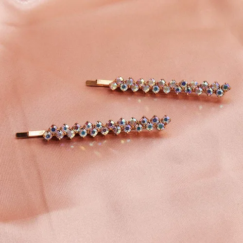 Vista 7 de Beaupretty Pinza para el cabello de moda, 2 pares de pines de diamantes de imitación para mujer, accesorios de joyería para el cabello, pinzas