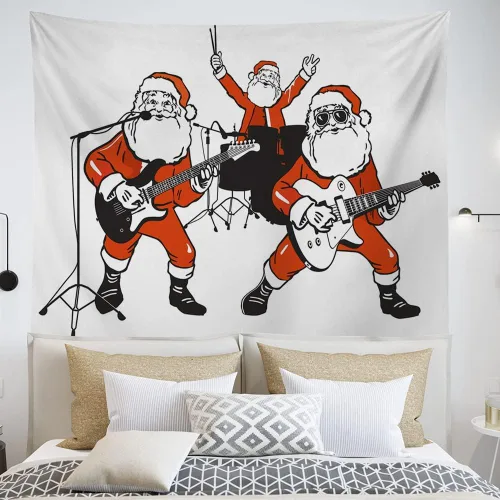 Vista 10 de OTOSTAR Tapiz de Navidad con diseño de bola de Navidad, Feliz Navidad y Feliz Año Nuevo, tapiz para colgar en la pared, adornos de Navidad, adornos