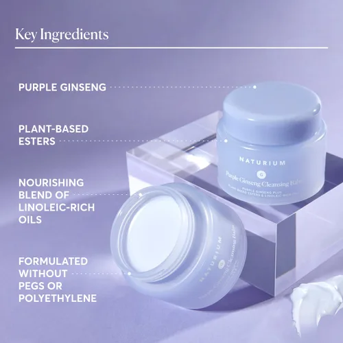 Vista 4 de Naturium Bálsamo limpiador de ginseng morado más ésteres a base de plantas y aceites ricos en linoleico, lavado facial suavizante, 3.0 onzas