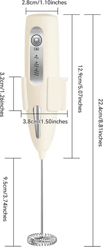 Vista 9 de Espumador de leche eléctrico, ajuste de tres velocidades, licuadora de mano inalámbrica recargable por USB con soporte adhesivo incluido, batidor