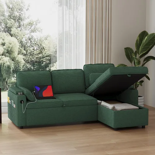 Vista 14 de Wrofly - Sofá cama de felpilla 3 en 1, sofá biplaza extraíble, beige y blanco Blanco beige