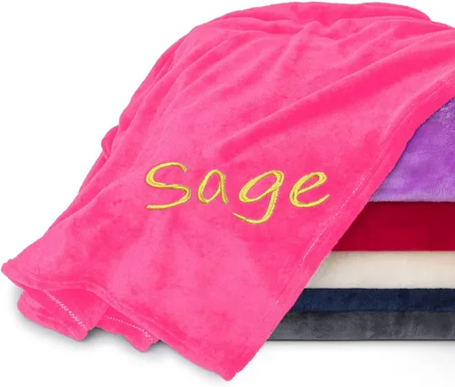 Vista 7 de Mantas personalizadas para adultos, manta personalizada con nombre bordado o monograma, funda de manta de forro polar suave para cama y sofá