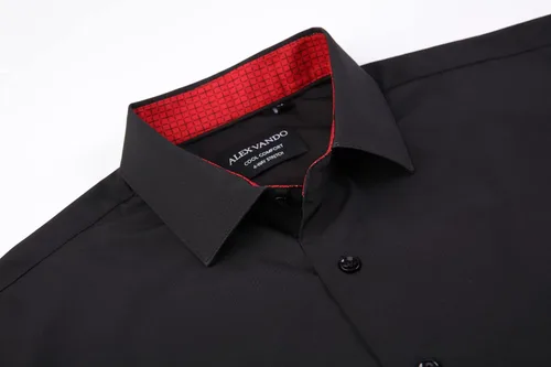 Vista 3 de Alex Vando - Camisa para hombre de manga larga con ajuste regular 06 negro