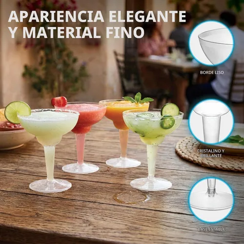 Vista 6 de Party Essentials 10 vasos de plástico duro de dos piezas, 12 onzas, transparentes