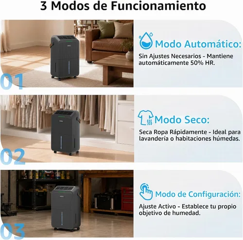 Vista 6 de KNKA 2500 Ft² Max 34 Pints Dehumidifier for Basement with Drain Hose, Black