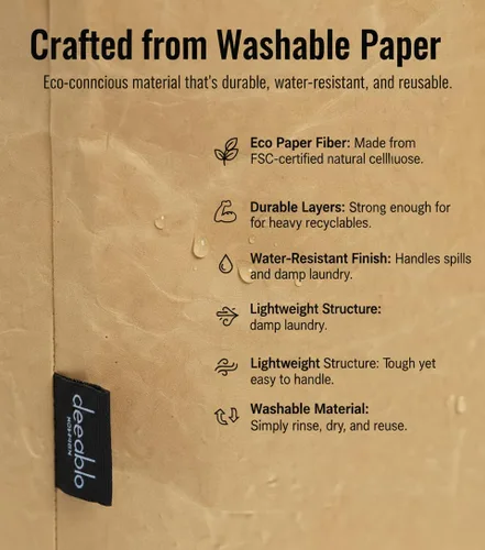 Vista 3 de Deeablo New York Bolsa de papel reutilizable sostenible, altamente versátil, lavable para reciclaje, cesta de reciclaje multiusos, bolsa de Marrón