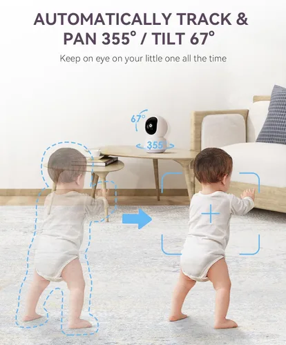 Vista 5 de Comfyer - Monitor para bebé/mascota para seguridad interior, monitoreo con aplicación para teléfono inteligente, resolución 2K QHD, seguimiento