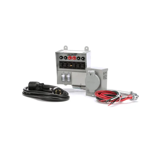 Reliance Controls Corporation 31406CWK Kit de interruptor de transferencia Pro/Tran de 30 amperios y 6 circuitos para generadores (7500 vatios), gris