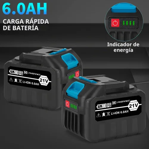 Vista 5 de Sierra de vaivén Canbrake sin cable con mango giratorio, 2 baterías de 6.0Ah, 12 piezas de cuchillas, carrera de 28mm, ángulo de corte de 180°