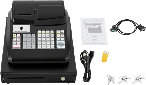 Vista 8 de Caja registradora electrónica comercial de 47 llaves, sistema de gestión de efectivo, caja registradora con pantalla LED, cabezal de impresión 47