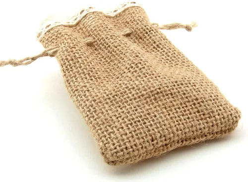 Vista 3 de Summer-Ray - 20 mini bolsas de arpillera con encaje de ganchillo y cordones (3.5 x 2.4 pulgadas)
