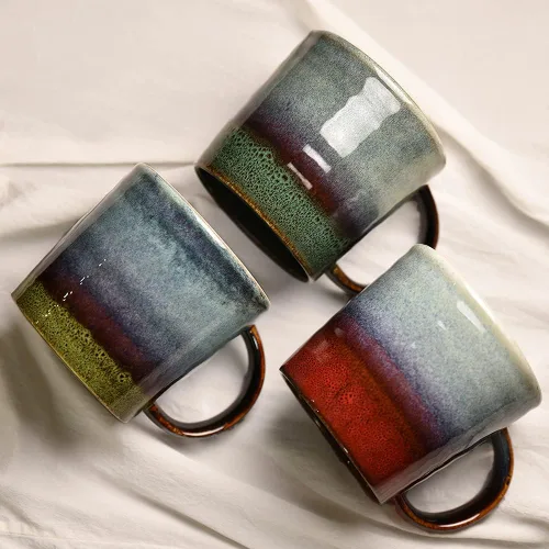Vista 9 de Taza de café grande de cerámica, taza de té para oficina y hogar, tazas de café de cerámica hechas a mano, 16.5 onzas, aptas para lavavajillas