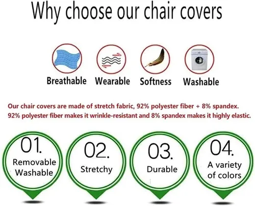 Vista 7 de Jacquard Spandex Dining Room Chair Covers Set of 2/4/6,Elastic Chair Protector Stretch Removable Washable Seat Covers for Dining Room, Wedding