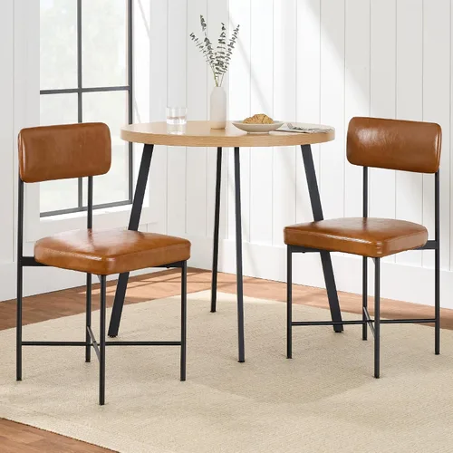 Vista 4 de Best Choice Products Juego de 2 sillas de comedor de piel sintética, altura estándar, cojines acolchados con marco de metal para cocina y comedor