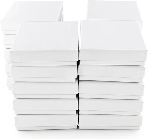 Vista 2 de batifine Cajas de regalo de joyería de cartón, paquete de 40 unidades, 3.5 x 3.5 x 1 pulgadas, caja de regalo pequeña con tapas, caja de joyería
