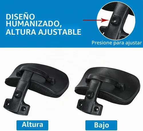 Vista 6 de Reposacabezas ajustable de malla negra para silla de oficina, accesorio ergonómico universal para escritorio, computadora y sillas giratorias