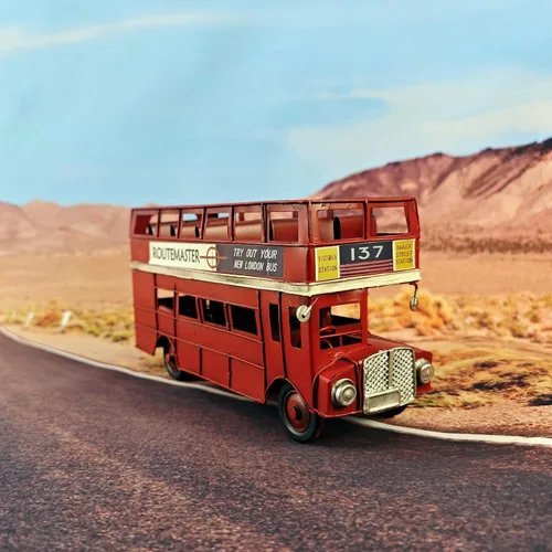 Vista 4 de Modelo de autobús turístico de dos pisos vintage de Londres