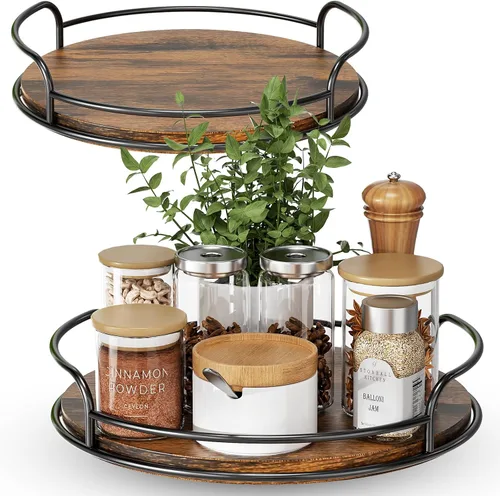 Vista 8 de LAMU Organizador Lazy Susan, Plato Giratorio Lazy Susan de 9 Pulgadas para Gabinete, Superficie de Mesa, Cocina, Encimera, Baño, Despensa