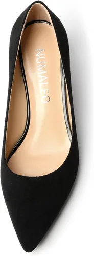 Vista 3 de NUMALEO Mujer Suede Slip On Night Club Sólido Gatito Punta puntiaguda 2 Pulgadas Tacón Bajo Zapatos De Tacón Casual Negro Talla 7.5 - Zapatos D