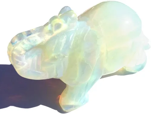 Vista 2 de Estatua de cristal de cuarzo de elefante de ópalo,Piedra preciosa tallada con cristal curativo natural,Escultura de bolsillo Piedra de fluorita