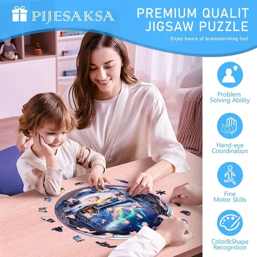 Vista 5 de Rompecabezas de madera para adultos, rompecabezas plano con efecto visual 3D, rompecabezas de madera Aurora World para adultos, rompecabezas