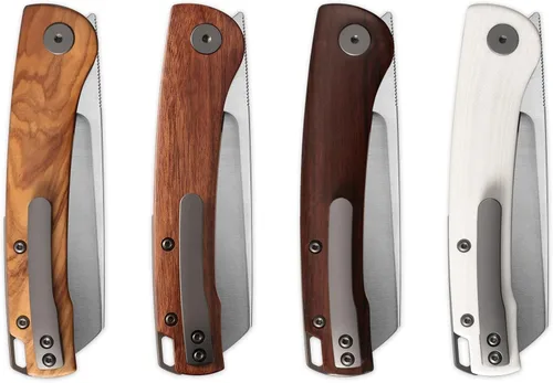 Vista 7 de Petrified fish PFE04 Scholar - Cuchillo plegable, hoja de satén de 3.7 pulgadas, 60.6 in, mango de madera Bubinga de 3.93 oz, cuchillo de bolsillo