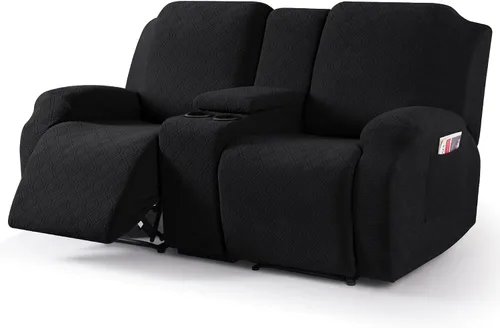 Vista 9 de VANSOFY Funda de sofá reclinable con consola central, funda elástica para sofá reclinable de 2 asientos, funda de sofá reclinable de jacquard