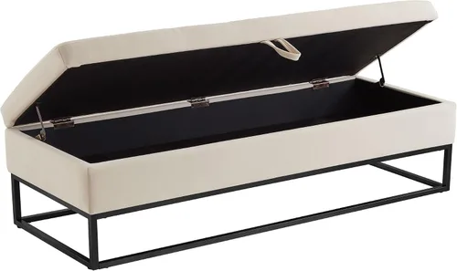 Vista 7 de Linique Banco de cama de 58.6 pulgadas para dormitorios con espacio de almacenamiento, banco de almacenamiento de terciopelo con botones y base