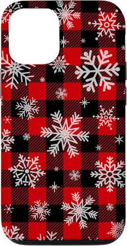 Vista 28 de Snowflakes Snow Snowing Christmas Winter Red Black Plaid Case for iPhone 17