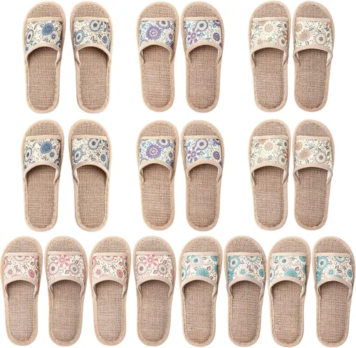 Vista 8 de Tessco for you 10 Pairs Washable House Slippers for Guests Open Toe Breathable Slippers Reusable Home Bedroom Hotel Family Travel Unisex Non Slip