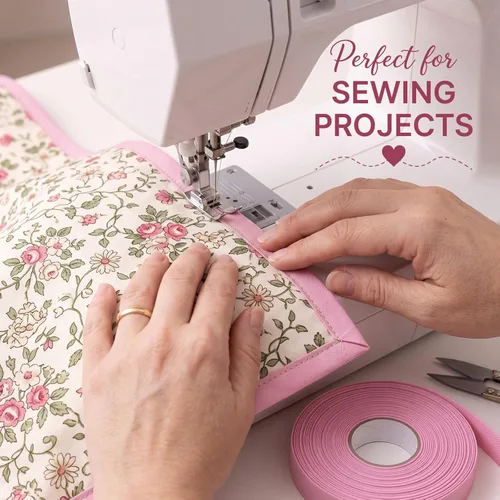 Vista 3 de Jetec Cinta al bies de algodón de doble pliegue de 1/2 pulgada para coser Rosa