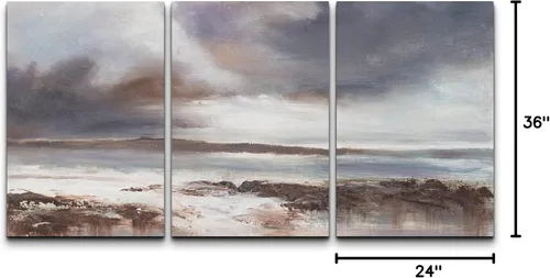 Vista 316 de wall26 Lienzo enmarcado para pared, juego de arte de acuarela pastel, paisaje rural, ilustraciones con formas abstractas, arte moderno, decorativo