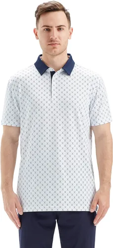 Vista 2 de Golf Shirts for Men Dry Fit Short Sleeve Print Performance Moisture Wicking Polo Shirt