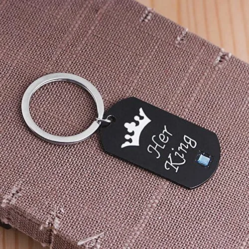 Vista 4 de Regalos para pareja, novio, novia, aniversario, cumpleaños, regalos para parejas, para ella, rey, su reina, llaveros a juego para parejas, regalos