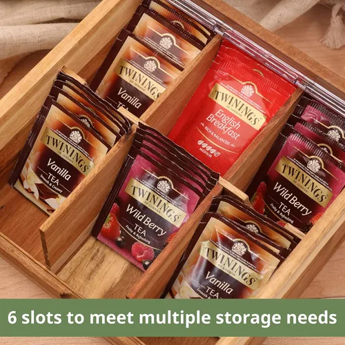 Vista 4 de HTB Organizador de bolsas de té de madera de acacia y cepillo para fregar platos de teca, 3