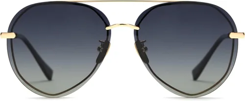 Vista 9 de DIFF Lenox - Lentes de sol polarizados de gran tamaño para mujer, protección UV400, marcos de acero inoxidable dorados