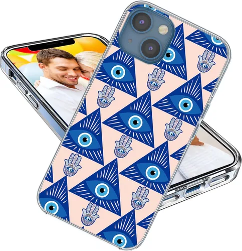 Vista 23 de Funda para iPhone 14, iPhone 13 para niñas, mujeres y hombres, a prueba de golpes, delgada, suave, TPU transparente, funda protectora con diseño Un