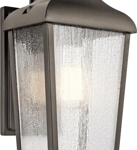 Vista 5 de Kichler Forestdale - Lámpara de pared para exteriores de 14.75 pulgadas con cristal transparente sembrado en bronce antiguo